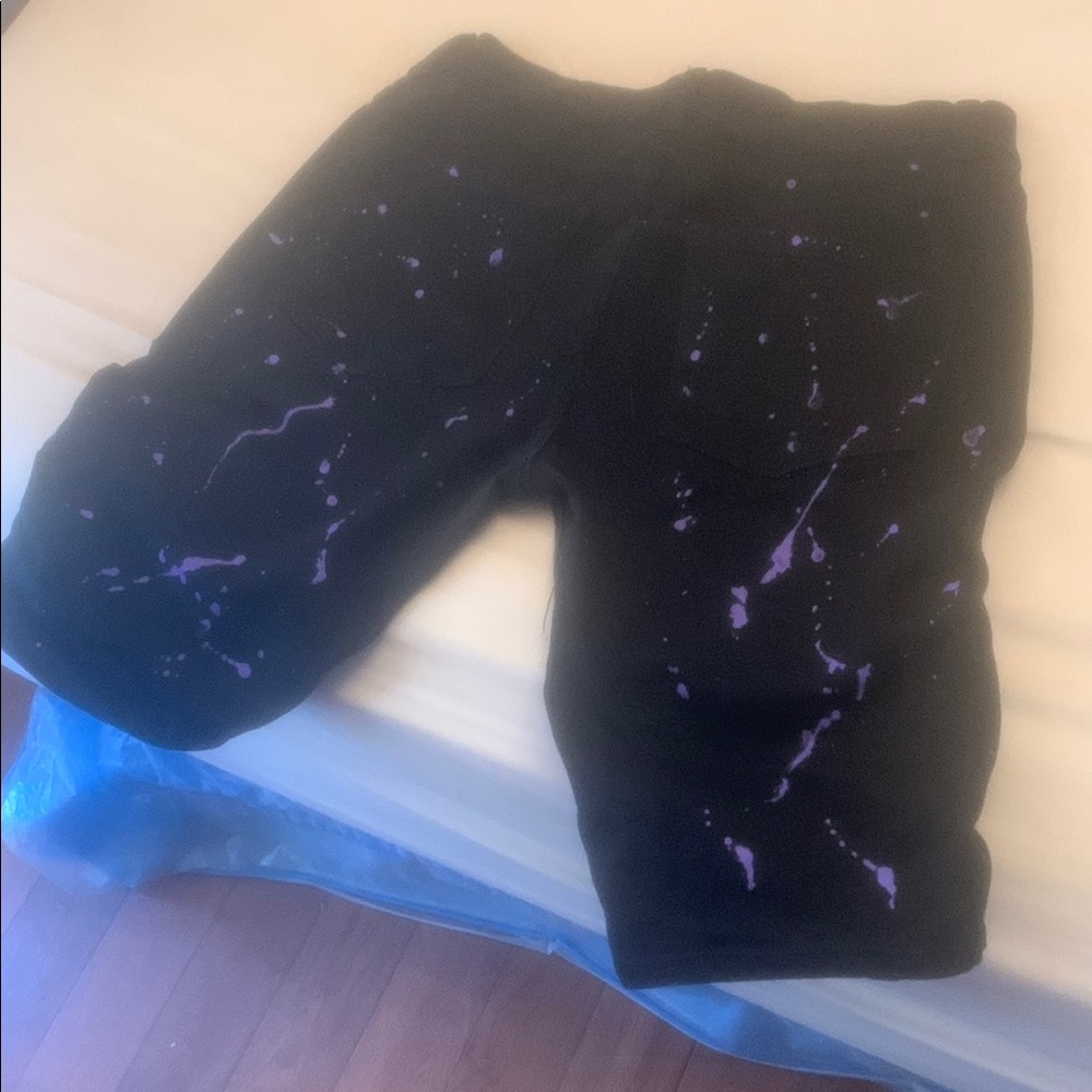 Kids Black and Purple Splatter Shorts
